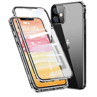 Case for iPhone 12, Magnetic Dual Glass, black