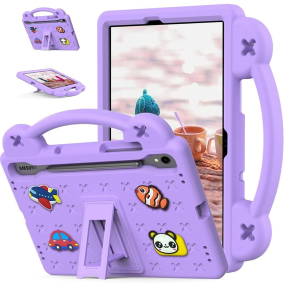 Children's case for Samsung Galaxy Tab S7/S8/S9, Cute Patterns, with stand, purple
