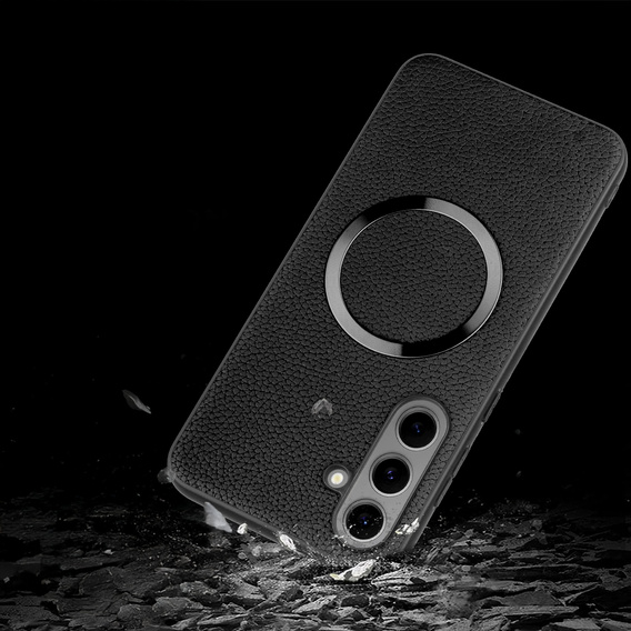 Case for Samsung Galaxy S24 FE, Leather Hybrid MagSafe, black