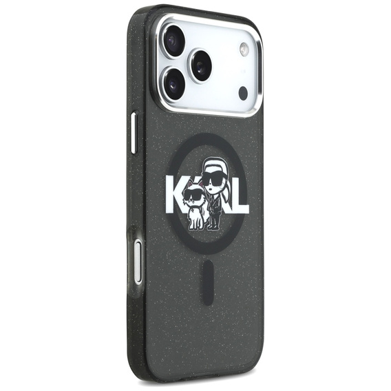 Karl Lagerfeld IML Glitter Karl & Choupette Sketch Logo MagSafe Case for iPhone 17 Pro Max