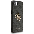 GUESS Case for iPhone 16E, 4G Big Metal Logo, black