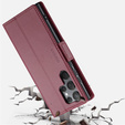 Case for Samsung Galaxy S25 Ultra, ERBORD Glossy Litchi, wallet with flap, red