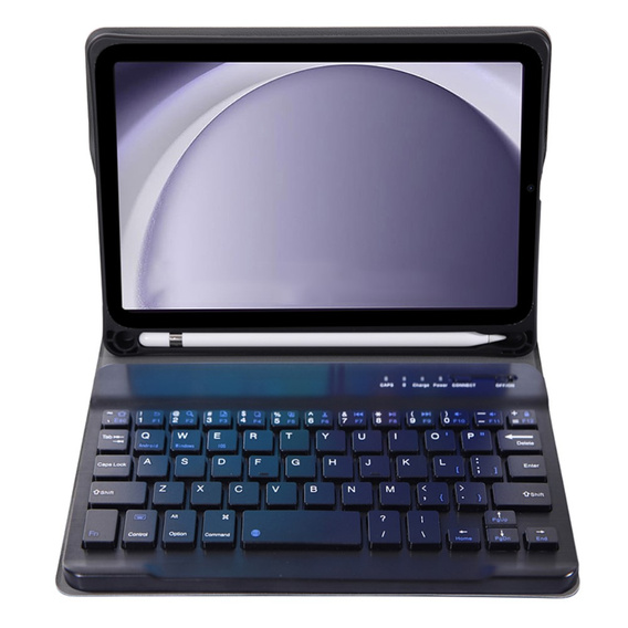 Case + keyboard Samsung Galaxy Tab A9, Leather Pen Slot, black