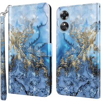 Flip case for Oppo A17, Wallet, Marble blue