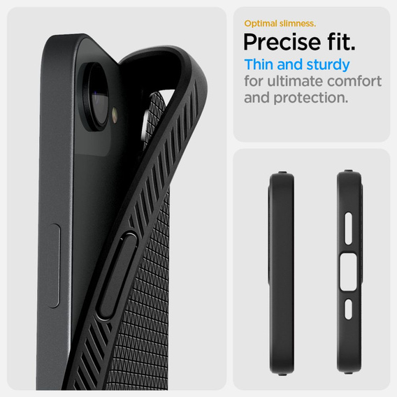 Spigen case for iPhone 16E, Liquid Air, black + 9H Tempered Glass