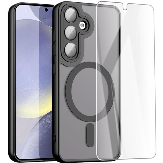 Case for Samsung Galaxy S22, for MagSafe, ERBORD Matt Case, black + Screen Glass