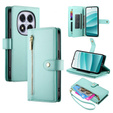 Flip case for Xiaomi Redmi Note 14 Pro 5G / Poco X7 5G, Wallet Zipper Pocket, green