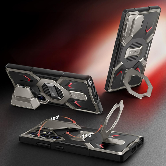 Case for Samsung Galaxy S25 Ultra Tongate MECH MagSafe Series - TiGrey + 9H Tempered Glass