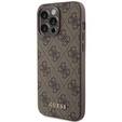 GUESS Case for iPhone 15 Pro Max, 4G Metal Gold Logo, brown