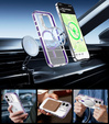 Case for iPhone 17, for MagSafe, with stand, transparent with purple inserts