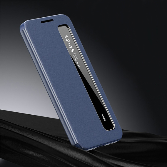 Smart View Window Leather Case for Samsung Galaxy S26 Plus, blue