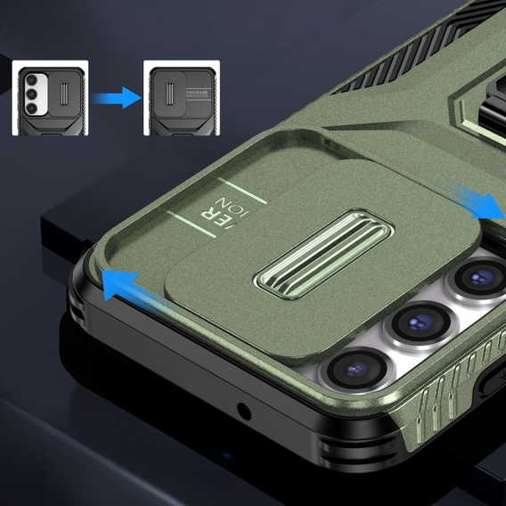 Case for Samsung Galaxy S23, Slide Lens Lid, Green