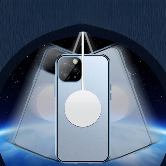 Magnetic Dual Glass MagSafe case for iPhone 13 Pro, blue