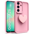 Case for Samsung Galaxy A26, Silicone Heart, pink + 9H tempered glass