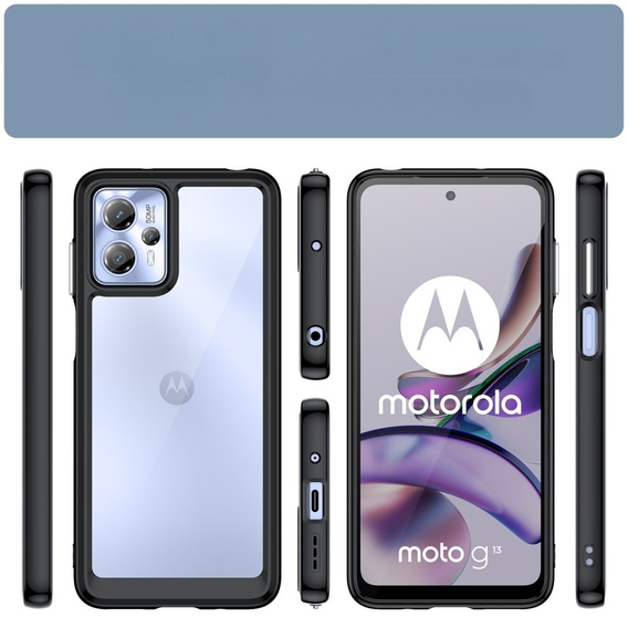 Case for Motorola Moto G13 / G23, Fusion Hybrid, transparent / black