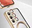 Case for Samsung Galaxy S21 FE, Electro MagSafe, gold + Screen Glass