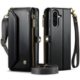 Case CASEME for Samsung Galaxy A56 5G, RFID Leather Wallet, with shoulder strap, black