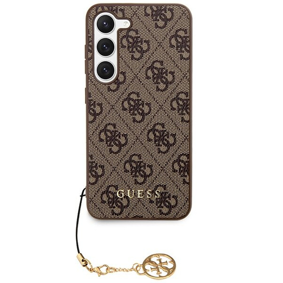 GUESS Case for Samsung Galaxy A55, 4G Charms Collection Hardcase, brown