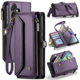 Case CASEME for Samsung Galaxy A55 5G, RFID Leather Wallet, with shoulder strap, purple