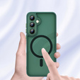 Case for Samsung Galaxy S25+ Plus, for MagSafe, ERBORD Matt Case, green + Screen Glass