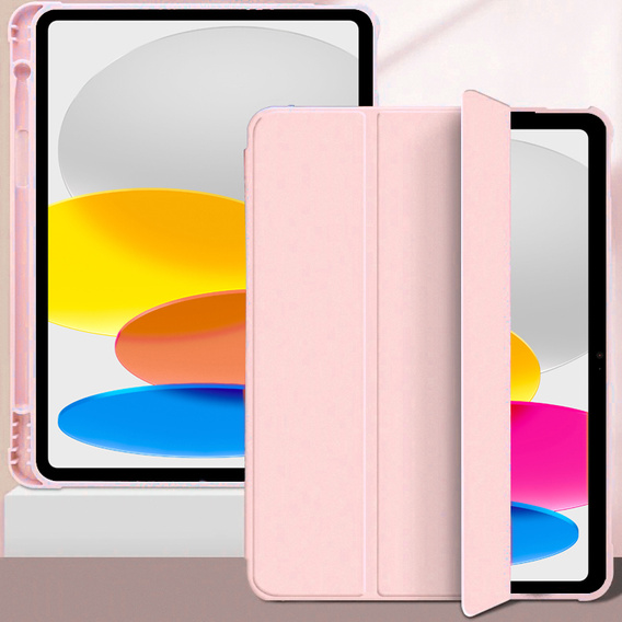 Case for iPad 10.9 2022 10 Gen, Smart Pencil, with space for stylus, pink