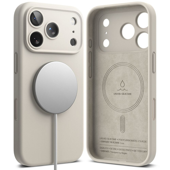 Ringke case for iPhone 17 Pro Max, Silicone Magnetic MagSafe, Stone
