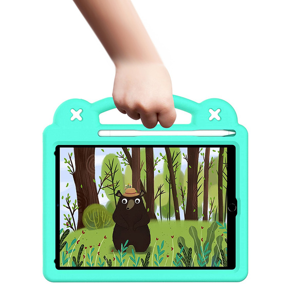 Children's case for iPad 9.7" 2018/2017 (6/5 gen.) / Pro 9.7" 2016, Cute Patterns, with stand, green