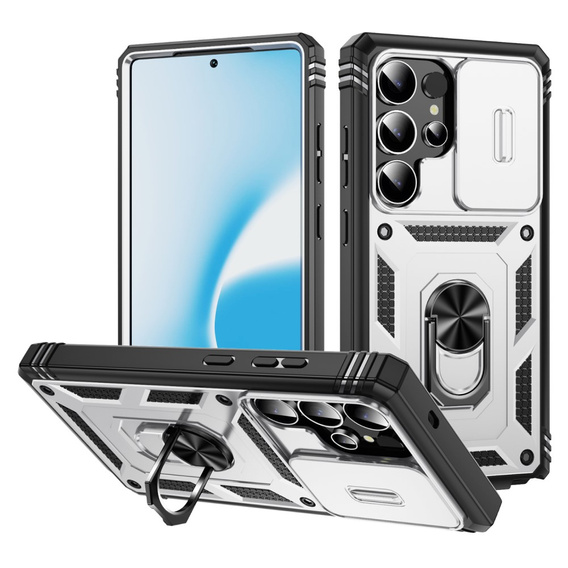 Case for Samsung Galaxy S25 Ultra, KickStand Camera Lens, white