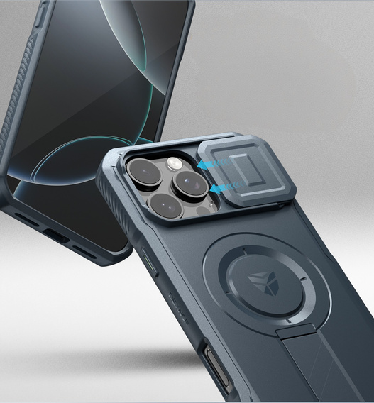 Armored case for iPhone 16 Pro Max, Dexnor CamProtect MagSafe, dark blue