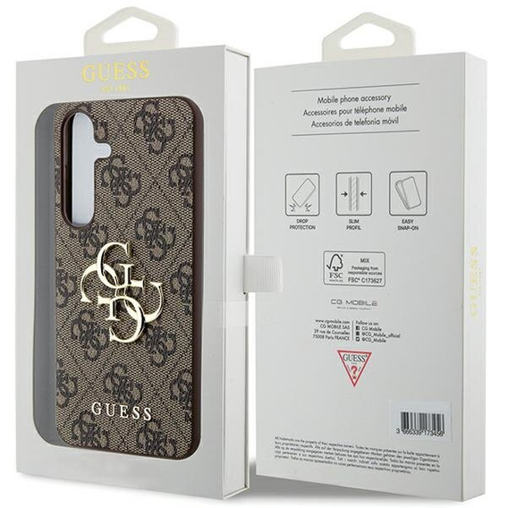 GUESS Case for Samsung Galaxy A55, 4G Big Metal Logo, brown