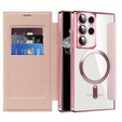 Flip case for Samsung Galaxy S22 Ultra 5G, RFID Wallet MagSafe CamShield, pink