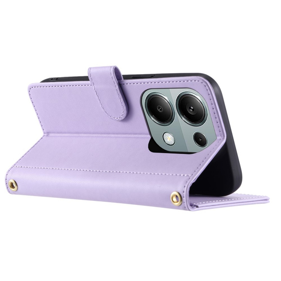 Flip case for Xiaomi Redmi Note 13 Pro 4G / Xiaomi Redmi Note 14S / Xiaomi Poco M6 Pro 4G, Rhombus Crossbody Leather, purple