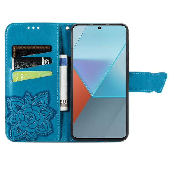 Flip case for Xiaomi Redmi Note 13 Pro 5G, Butterfly, blue