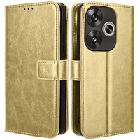 Flip case for Xiaomi Poco F6, Crazy Horse Wallet, gold