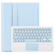 Case + keyboard Samsung Galaxy Tab S9, Leather Pen Slot TouchPad, light blue