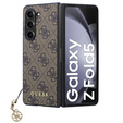 GUESS Case for Samsung Galaxy Z Fold 5, 4G Charms Collection Hardcase, brown