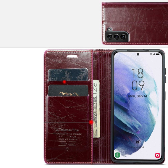 CASEME flip case for Samsung Galaxy S21, Waxy Textured, red