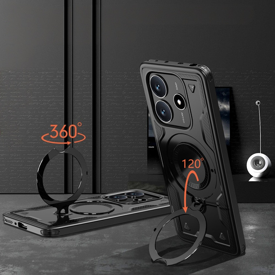 Case for Xiaomi Redmi Note 14 5G, Military MagSafe, black + 9H glass