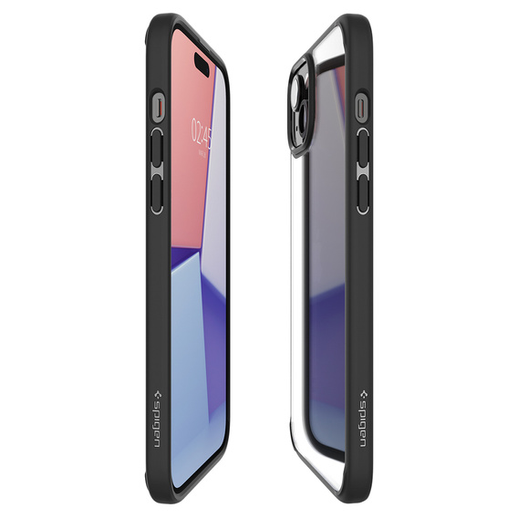 Spigen case for iPhone 15, Ultra Hybrid, black + 9H Tempered Glass