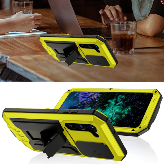 Armored case for Samsung Galaxy S23 Plus, R-JUST CamShield Slide, yellow