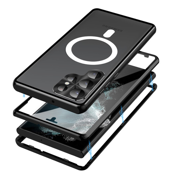 Magnetic Dual Glass MagSafe case for Samsung Galaxy S24 Ultra, black