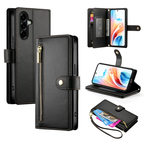 Flip case with zip pocket for Samsung Galaxy A57 5G, black