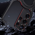 Case for Samsung Galaxy S25 Ultra, Kickstand Bumper, with lens cover, for MagSafe, black / red