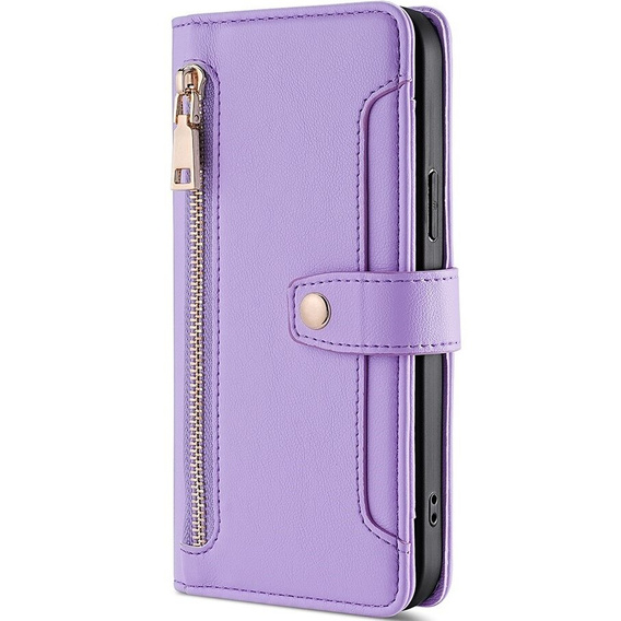 Flip case for Honor Magic5 Lite, Wallet Zipper Pocket, purple