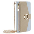 Flip case for Samsung Galaxy M15 5G, Wallet Zipper Pocket, with mirror, blue