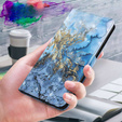 Flip case for Oppo A17, Wallet, Marble blue