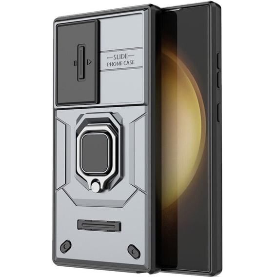 Case for Samsung Galaxy S24 Ultra, KickStand Camera Lens, grey