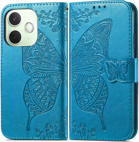 Flip case for Oppo A5 Pro 5G, Butterfly, blue