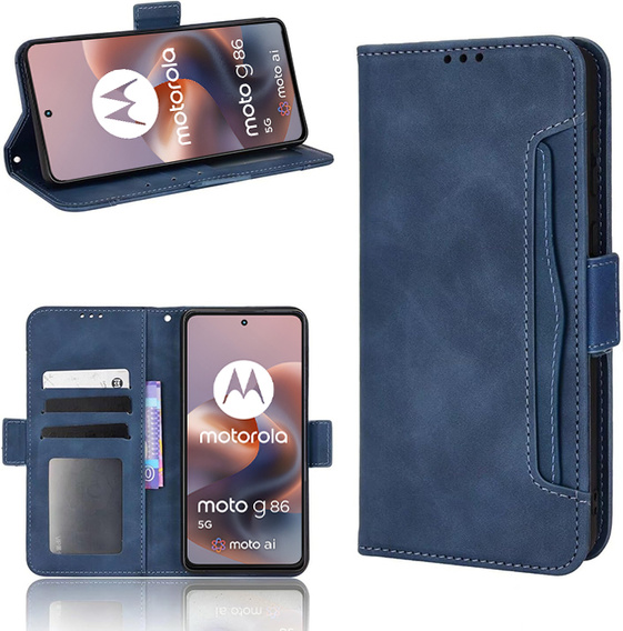 Flip case for Motorola Moto G86 Power 5G, Card Slot, dark blue