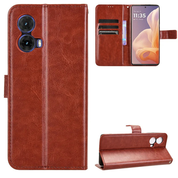 Flip case for Motorola Moto G85, Crazy Horse Wallet, brown